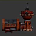 Red Brick Building With Tower Circular Structure Windows Roof And Railing Design