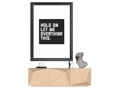 Decorative Scene With Framed Motivational Print Geometric Cabinet And Koala Figurine 3d model