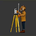 Tiger Character With Tripod Camera Orange Coat Striped Shirt Blue Pants Red Shoes