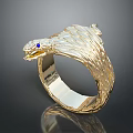 Exquisite Gold Snake Ring With Blue Gemstone Eyes And Intricate Diamond Accents