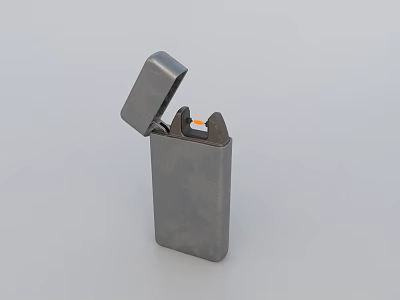 Silver Metal Lighter With Open Lid As Daily Necessity For Portable Use 3d model