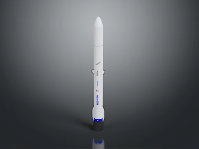 White Rocket Weapon With Blue Base And Modern Vertical Design Structure 3d model