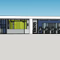 Modern Office Interior Design With Glass Entrance Multiple Workstations And Blue Wall Layout