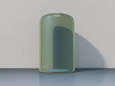 Light Green Glass Cylindrical Vase With Smooth Glossy Surface On Gray Background Wall 3d model
