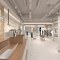 Modern Clothing Store Interior With Open Space Clothing Racks Mannequins And Cashier Counter