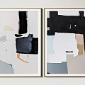 Abstract Paintings With Geometric Blocks And Multiple Frame Color Options For Wall Decor 3d model