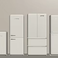 SMEG White Refrigerators Various Sizes Displayed in a Row Modern Design 3d model