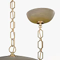 Modern Pendant Light With Gold Chain And Silver Dome Shade Hanging In Interior