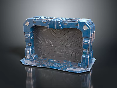 Futuristic Sci-Fi Blue Metallic Gate With Intricate Design And Decorative Structure Elements 3d model