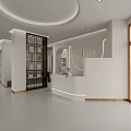 Modern Women Fitness Space With Reception And Bookshelf