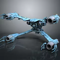 Blue Sci Fi Multi Legged Mechanical Structure With Engines And Metallic Texture