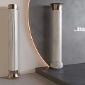 Modern Columns With Marble Texture Metal Base Top And Curved Accent Decor