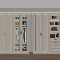 Elegant Modern White Closet Featuring Glass Doors Drawers Clothing Storage and Decorative Items