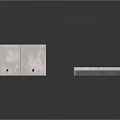 Different Sizes Rectangular Concrete Blocks With Surface Holes On Gray Background