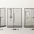 Modern Shower Head Fixtures In Transparent Glass Shower Enclosures With Bathroom Accessories