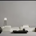 Modern White Sofa and Coffee Table Set with Floor Lamp Ceramic Jar and Side Table 3d model