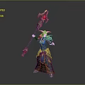 Horned Fantasy Game Character Wielding Ornate Staff With Red Gem And Elaborate Attire