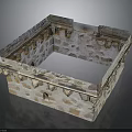 Wooden And Stone Crafted Square Decorative Container With Intricate Carved Edges