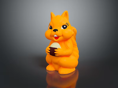Orange Cartoon Squirrel Game Movie Character Holding Cup with Adorable Features 3d model