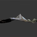 3D Topographic Terrain Model With Mountain Ranges Glaciers And Blue Lake