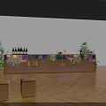 Elegant Banquet Hall with Colorful Stage Lighting and Arched Decorative Elements