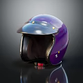 Shiny Purple Helmet With Metallic Accents And Dark Inner Lining On Reflective Base