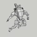 3D Rendered Silver Robot With Mechanical Structure Walking On Desert Ground Under Blue Sky