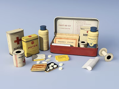 Modern medicine first aid kit 3d model