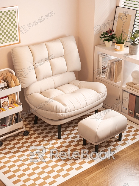 Cream Style Vintage Leisure Chair Sofa Chair Office Chair Study Lazy Sofa model