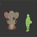 Large Bronze Tulip Sculpture Art Installation With Woman Viewing In Modern Space