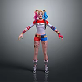 Harley Quinn Costume With Pink Blue Pigtails Daddys Lil Monster Top Blue Shorts And Tattoos