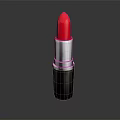 High Quality Red Lipstick Cosmetic Product With Silver And Black Case Isolated On Dark Background