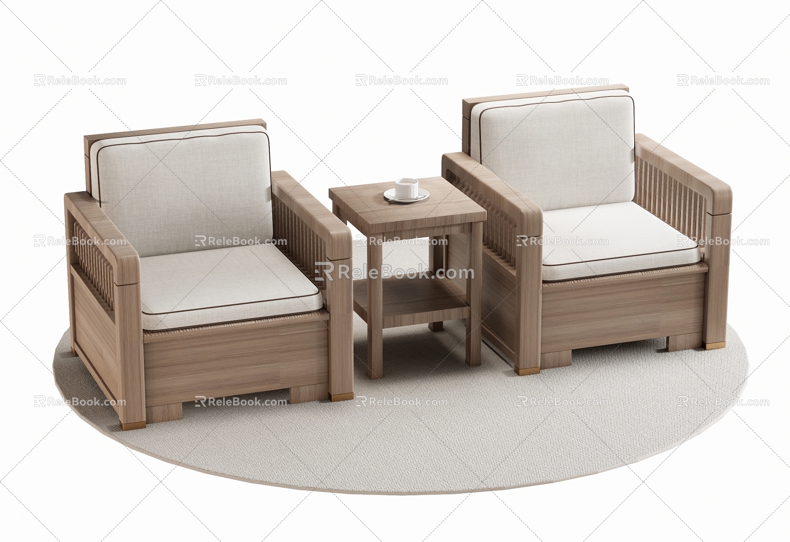 New Chinese Style Single Sofa Leisure Chair Single Chair 3d model