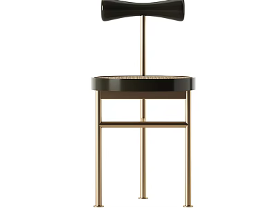 Modern Leisure Chair with Black Bow Backrest Round Seat and Gold Metal Legs 3d model