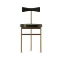 Modern Leisure Chair with Black Bow Backrest Round Seat and Gold Metal Legs