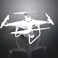 White Modern Drone Quadrotor Design With Camera And Reflective Surface On Dark Background