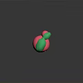 Pink 3D Cartoon Character With Two Green Leaves And Smiling Face On Dark Background
