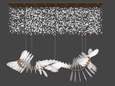 Creative Abstract Pendant Light Featuring Irregular White Glass Shapes For Modern Home Decor 3d model