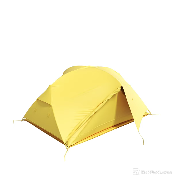 Vibrant Yellow Outdoor Camping Tent With Lightweight Design For Travel Adventures 3d model 