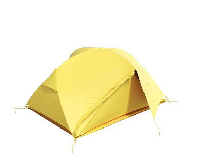 Vibrant Yellow Outdoor Camping Tent With Lightweight Design For Travel Adventures 3d model