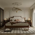 Classic Bedroom Interior Design With Wooden Bed Nightstands Lamps Arched Window And Patterned Rug