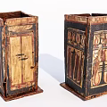 Ancient Egyptian Painted Boxes with Hieroglyphic Decorations and Historical Design 3d model
