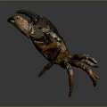 Realistic Rusty Brown Crab With Large Claws And Textured Shell On Gray Surface