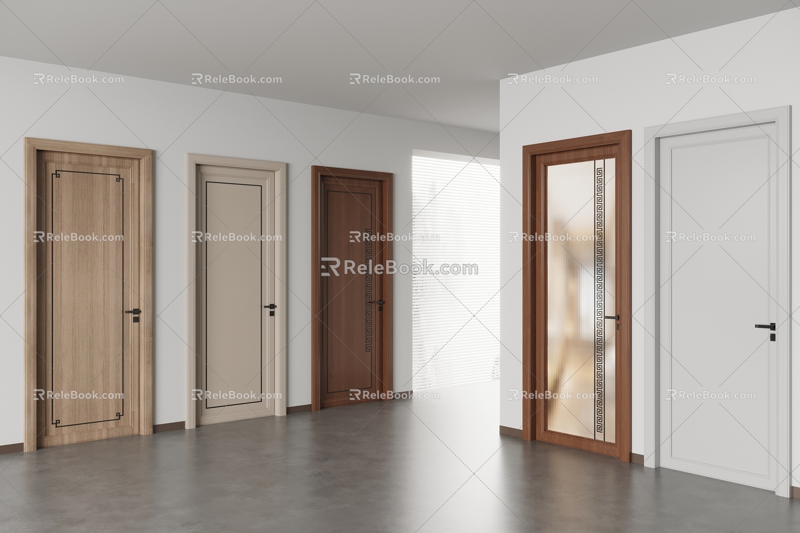 New Chinese Door Room Door Bedroom Door Single Door Toilet Door 3d model