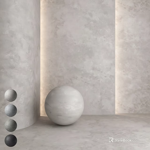 Minimalist Interior Light Gray Textured Wall With Cylinder Sphere Lighting 3d model