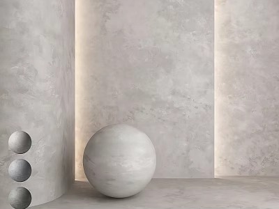 Minimalist Interior Light Gray Textured Wall With Cylinder Sphere Lighting 3d model