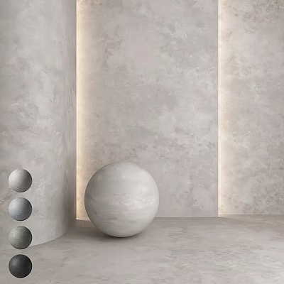Minimalist Interior Light Gray Textured Wall With Cylinder Sphere Lighting 3d model
