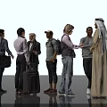 Group of Men Standing with Suitcases and Backpacks Having Conversation Together