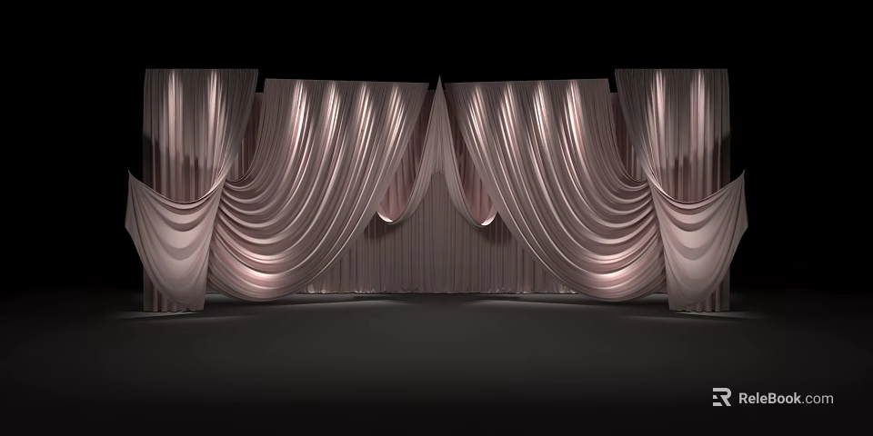 Elegant Modern Pleated Curtains Design With Soft Lighting And Smooth Fabric 3d model 