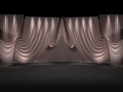 Elegant Modern Pleated Curtains Design With Soft Lighting And Smooth Fabric 3d model